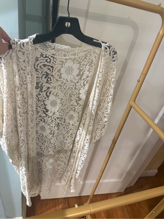 Maaji Sweaters - Maaji Cream Lace Open-Front Cardigan